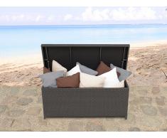 Caja para jardín o patio marrón - baúl para los cojines - ratán 130 cm - MODENA