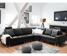 Sofá esquinero en piel negro STOCKHOLM