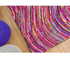 Alfombra de Algodón y Poliester - multicolor - Pelo largo- 80x150 cm - KESAN
