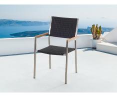 Silla de jardín de acero inoxidable con asiento en ratán GROSSETO
