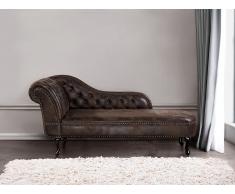 Sofá Chesterfield - Chaise longue - Gamuza sintética - Marrón - NIMES