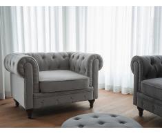Butaca gris claro - Sillón tapizado - CHESTERFIELD