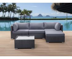 Sofá de ratán negro - conjunto de jardín - mesa de café - SANO