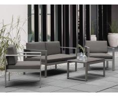 Sofá de jardín 2 plazas en aluminio gris oscuro SALERNO