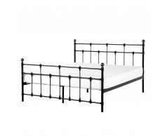 Cama de Matrimonio - En Metal - Con Somier - 180x200 cm - Negro - LYNX