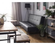 Sofá cama de piel sintética negro 189 cm DERBY
