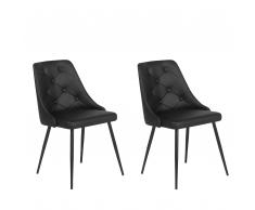 Conjunto de 2 sillas de comedor negras en piel sintética VALERIE