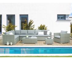 Conjunto de jardín en ratán 23 piezas gris XXL