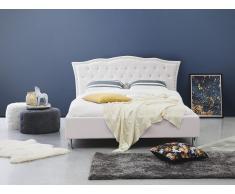 Cama en piel sintética blanca con somier 140x200 cm METZ