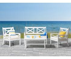 Silla de jardín de madera blanca con cojín beige BALTIC