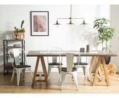Conjunto de 2 sillas en metal y madera, blanco, APOLLO