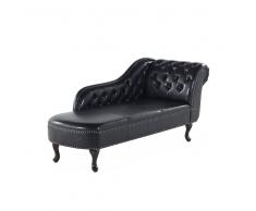 Sofá Chesterfield chaise longue derecha piel sintética negro NIMES