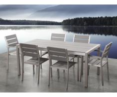 Conjunto de jardín en aluminio - Mesa y 6 sillas gris - VERNIO