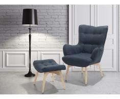 Butaca - Azul marino - Sillón tapizado - Reposapiés - VEJLE