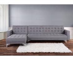 Sofá cama esquinero tapizado en gris claro, versión izquierda ABERDEEN