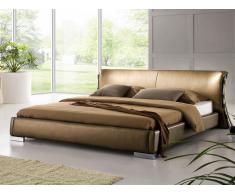 Cama de piel dorada con somier 160x200 cm PARIS