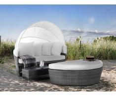 Cama de playa - Camastro en ratán con mesa baja - Gris - SYLT LUX