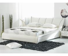 Cama en piel blanca con somier 180x200 cm NANTES
