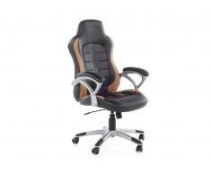 Silla de oficina - Giratoria - Piel sintética - Negro - Marrón claro - PRINCE