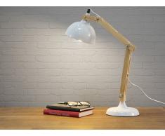 Lámpara de mesa - Lámpara de trabajo - Metal y madera - Blanca - SALADO