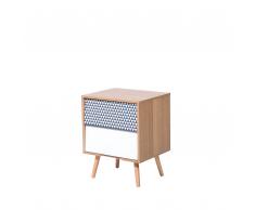Mesa de noche de madera con 2 cajones, marrón, RANDOLPH