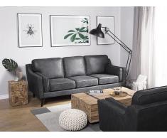 Sofá 3 plazas imitación del cuero gris LOKKA