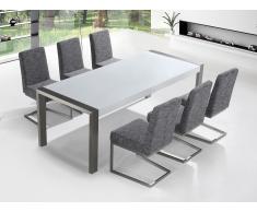 Mesa de comedor 220 cm - Blanco - Acero inoxidable - 6 sillas - Arctic I