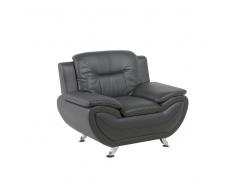 Sillón en piel sintética en gris LEIRA