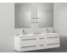 Mueble de baño con 2 lavados cerámicos y 2 espejos, blanco MADRID