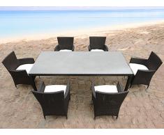 Mesa de ratán con 6 sillas - juego de comedor para jardín - ITALY