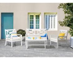 Conjunto de jardín en madera blanco con cojines beige BALTIC