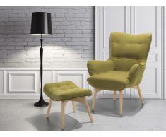 Butaca - Verde oliva - Sillón tapizado - Reposapiés - VEJLE