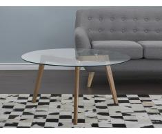 Mesa auxiliar- Mesa de café - Vidrio - Madera - MINNESOTA