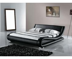 Cama en piel negra con somier 160x200 cm AVIGNON