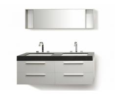Muebles de baño - Armario de lavabo - 2 lavabos - 1 espejo - color blanco - MALAGA