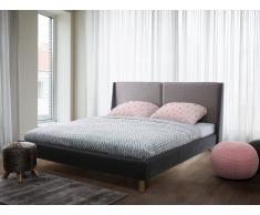 Cama tapizada en beige oscuro y gris 180x200 cm VALENCE