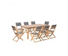 Conjunto de jardín de madera 8 plazas textileno gris oscuro CESANA