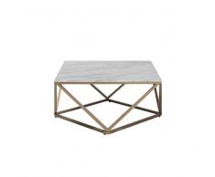 Mesa de centro con efecto de mármol con patas doradas MALIBU