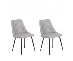 Conjunto de 2 sillas de comedor gris claro en piel sintética VALERIE