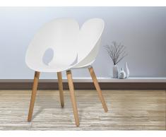 Silla de plástico con madera de haya en blanco MEMPHIS