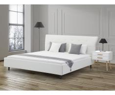 Cama blanca en piel 160x200 cm SAVERNE