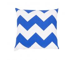Cojín decorativo con zigzag azul-blanco 40x40 cm