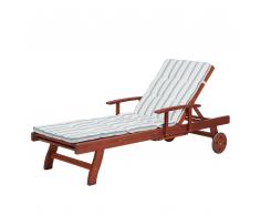 Tumbona de jardín de madera con cojín rayas beige-verde TOSCANA
