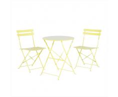 Conjunto de jardín en aluminio mesa y 2 sillas amarillo FIORI