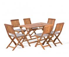 Conjunto de jardín en madera de acacia, Mesa con sillas CENTO