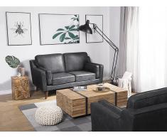 Sofá 2 plazas imitación del cuero gris LOKKA