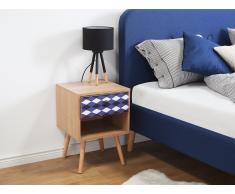 Mesa de noche de madera con cajón, marrón, DENVILLE