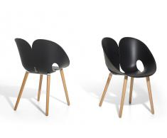Silla de plástico con madera de haya en negro MEMPHIS