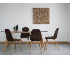 Conjunto de 2 sillas en madera con tapizado marrón oscuro BRUCE