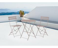 Conjunto de jardín en aluminio mesa y 2 sillas gris-marrón FIORI